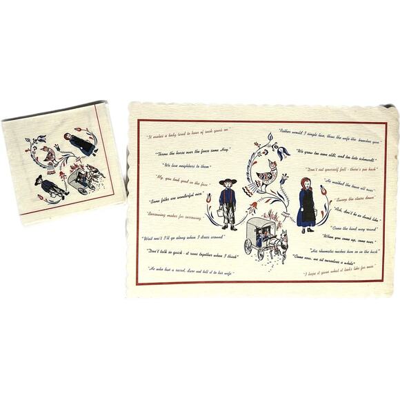 1950's Lancaster Dutch Amish Country Restaurant Placemats and Napkins 8 of Each - Picture 1 of 7